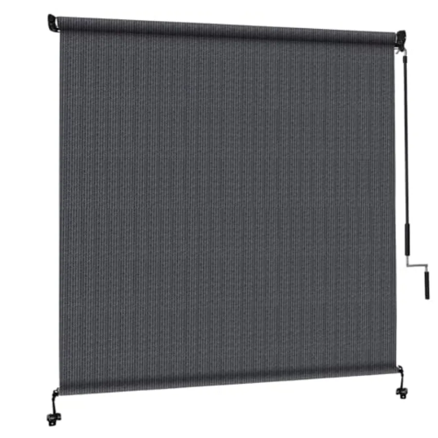 

5' W x 6' H Outdoor Roller Shades, Cordless Patio Roll Up Outdoor Blinds with 2 Poles and 1 Fabric, Exterior Sun Shade Cloth fo