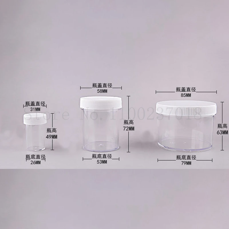 Tarro transparente de plástico con boca ancha para decoración de uñas, botella de cristal de limo, Poke, Color barro, 30 unids/lote, 10, 120, 200g