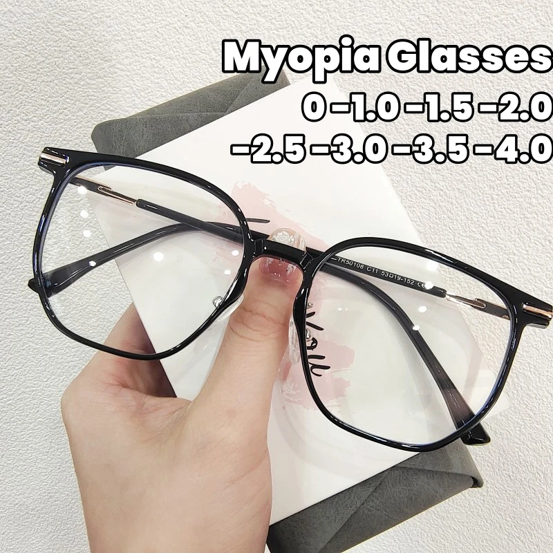 

Ultra Light Cool Brown Transparent Eyeglasses Trendy Large Frame Myopia Glasses Temperament Anti Blue Light Near Sight Glasses