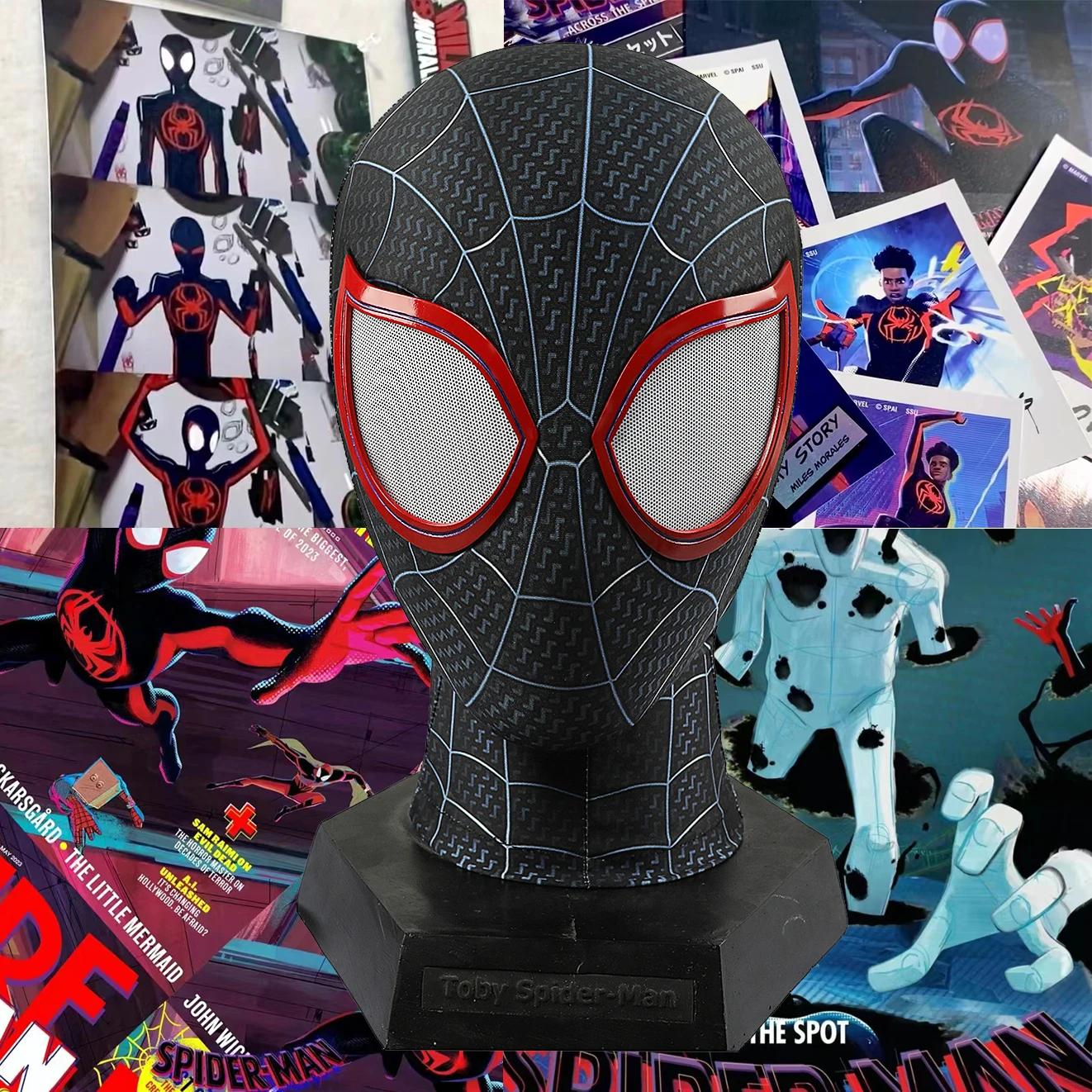 Spider-Man Across the Spider-Verse Original Mask Superhero Miles Morales Cosplay Mask Head Wear Halloween Costume Headgear