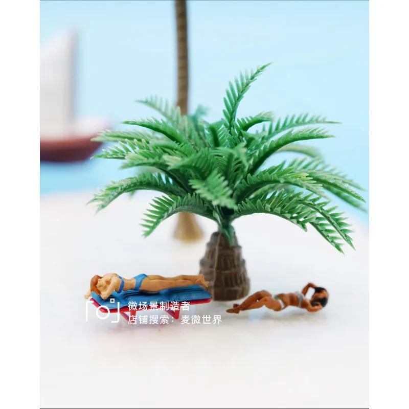 Bikini Beach Beauty Miniature Toys 1:87 HO Scale Photography Props Dive and Surf Beach Camping Scene Creative Decor Fairy Garden
