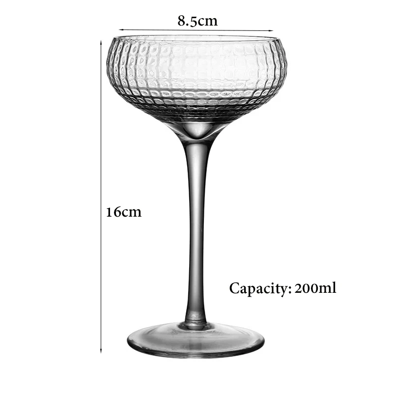 4PCS 200ML Coupe Cocktail Glass Martini Glass Crystal Set of 4