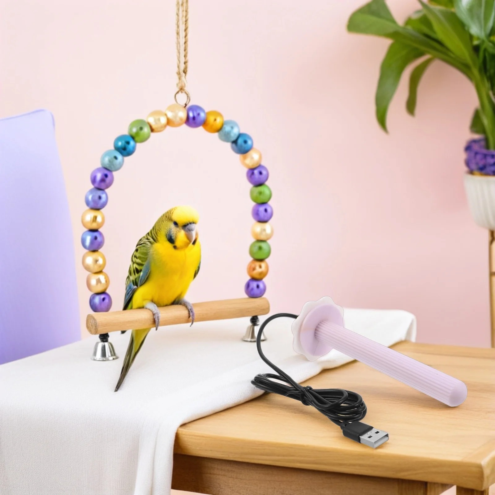 

3Pcs Bird Cage Heater Plastic Perches USB Parrot Standing Stick Warm Nesting Perch for Parakeets Budgies Pigeons 6.48 Inch