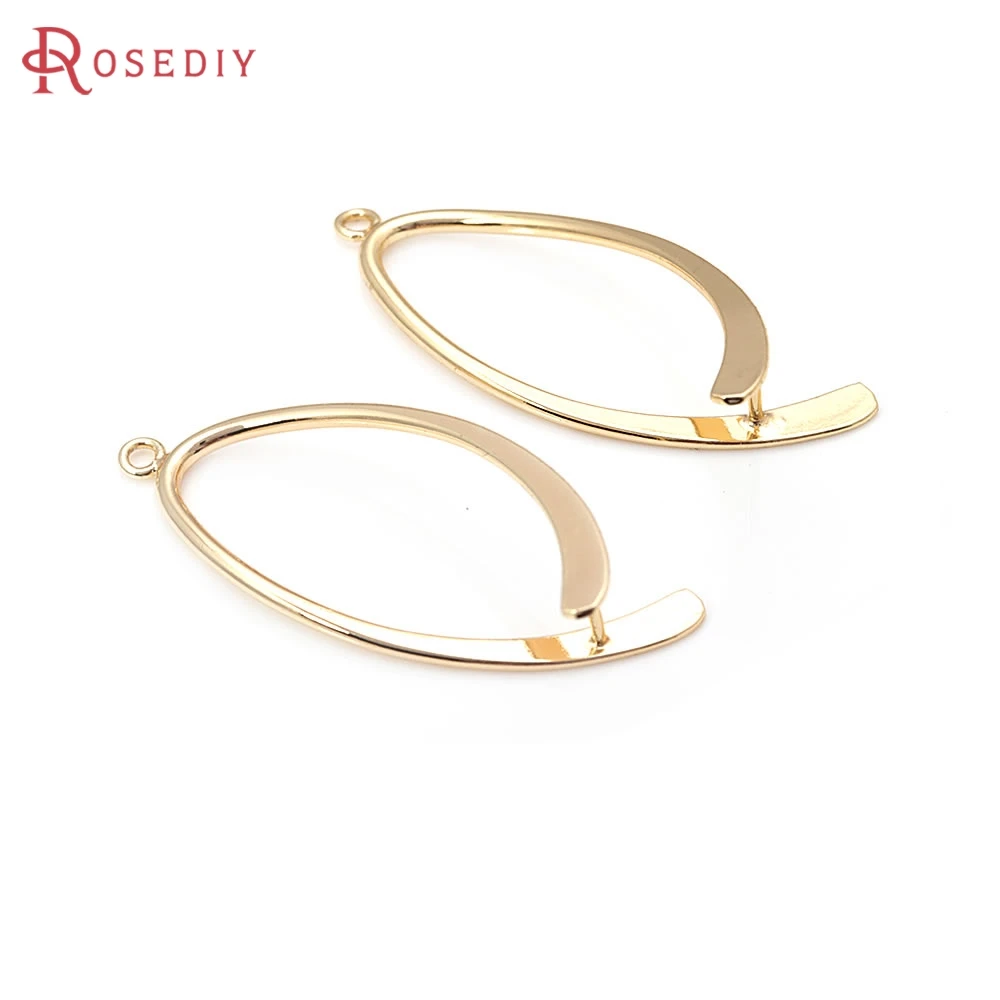 

6PCS 14x38MM 18K Gold Color Brass Oval Earring Connector Charms Jewelry Making Supplies Earrings Diy Accessories