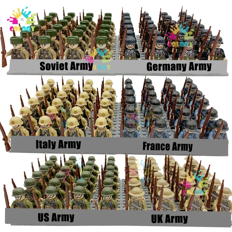 Kids Toys WW2 Soldiers Building Blocks Nation Army Mini Action Figures Military Bricks Educational Toys For Boys Christmas Gifts