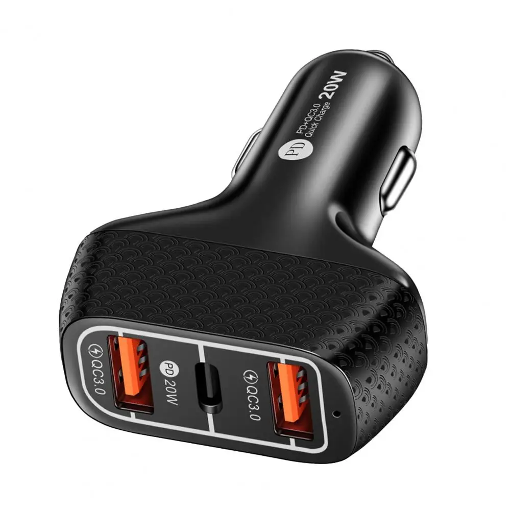 Car Charger 3 Ports USB 20W PD Fast Charging Car Phone Adapter for iPhone 13 12 S21 S22 Quick Charge 3 0