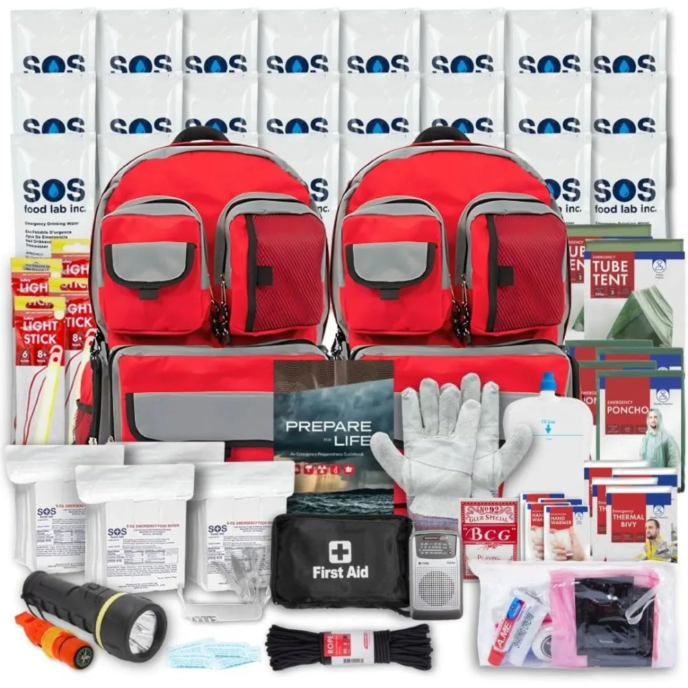 

Family Emergency Kit - 4 Person | All-in-one Survival Kit Backpack for Earthquake, Flood, Disaster Relief, Civil Unrest & Outdoo