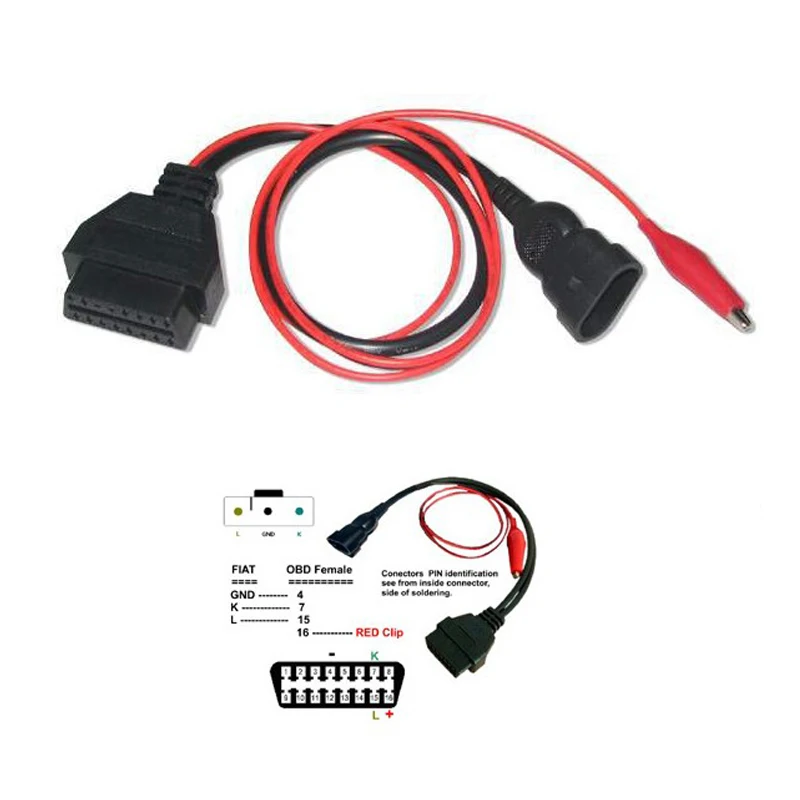 For Fiat 3 Pin Alfa Lancia to 16 Pin OBDII OBD2 obd-II Connector Adapter Auto Car Cable Obd for fiat 3pin Diagnostic Cable