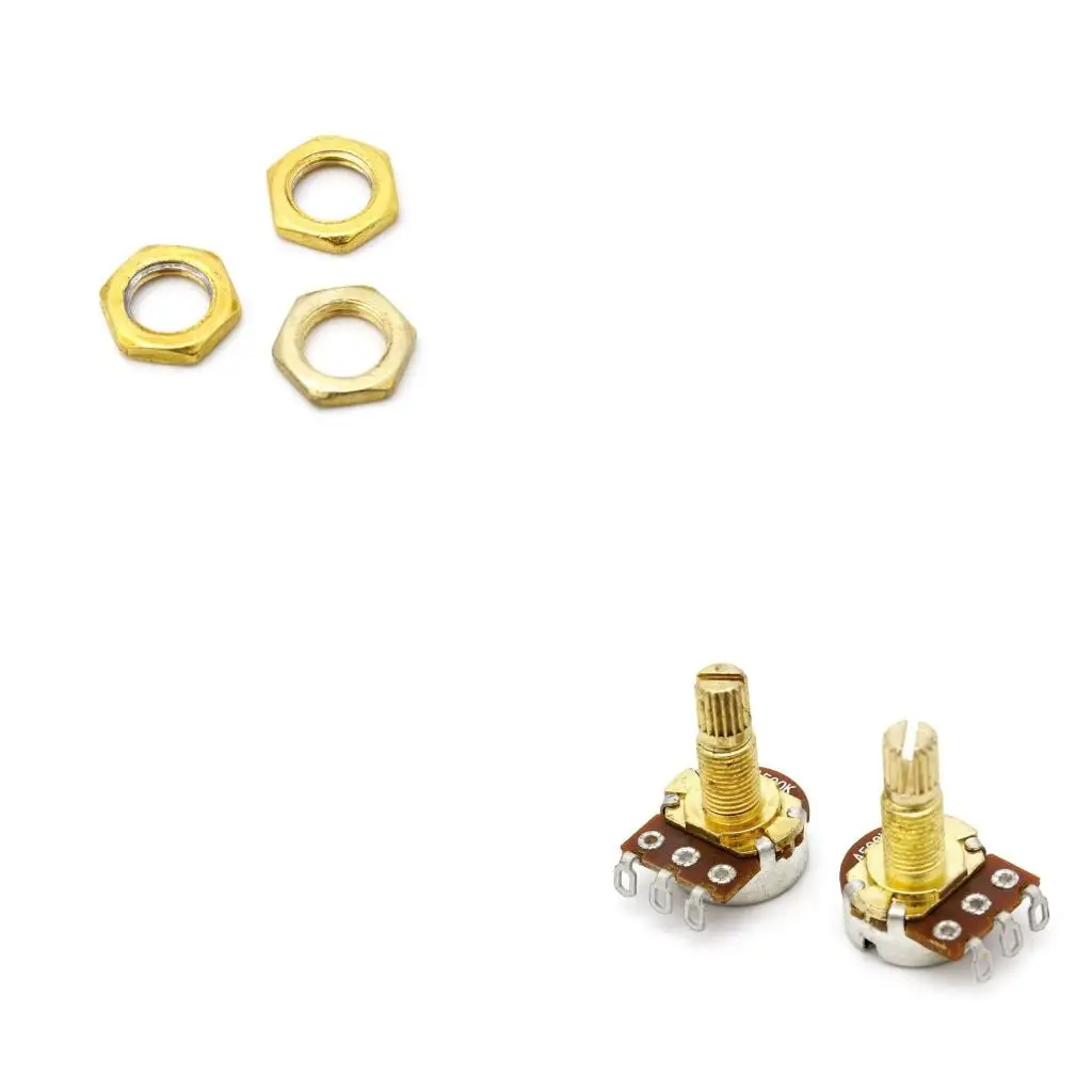 Q39E 5pcs A500K Potentiometer Splined Pot Electric Guitar Bass Effect Amp Tone Volume