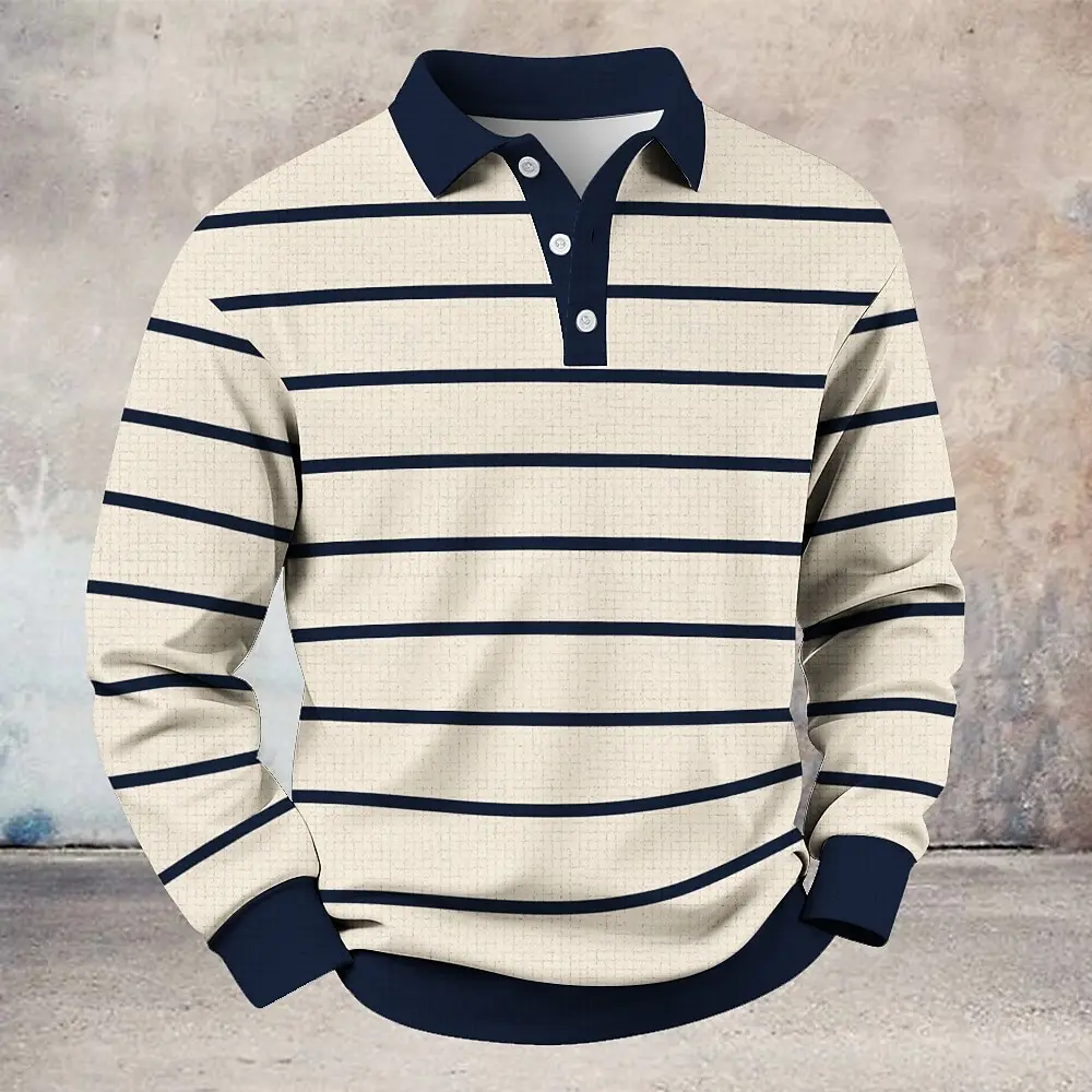 Chemise à col rabattu sur mesure – Chemise à manches longues pour homme avec des accents à fines ray