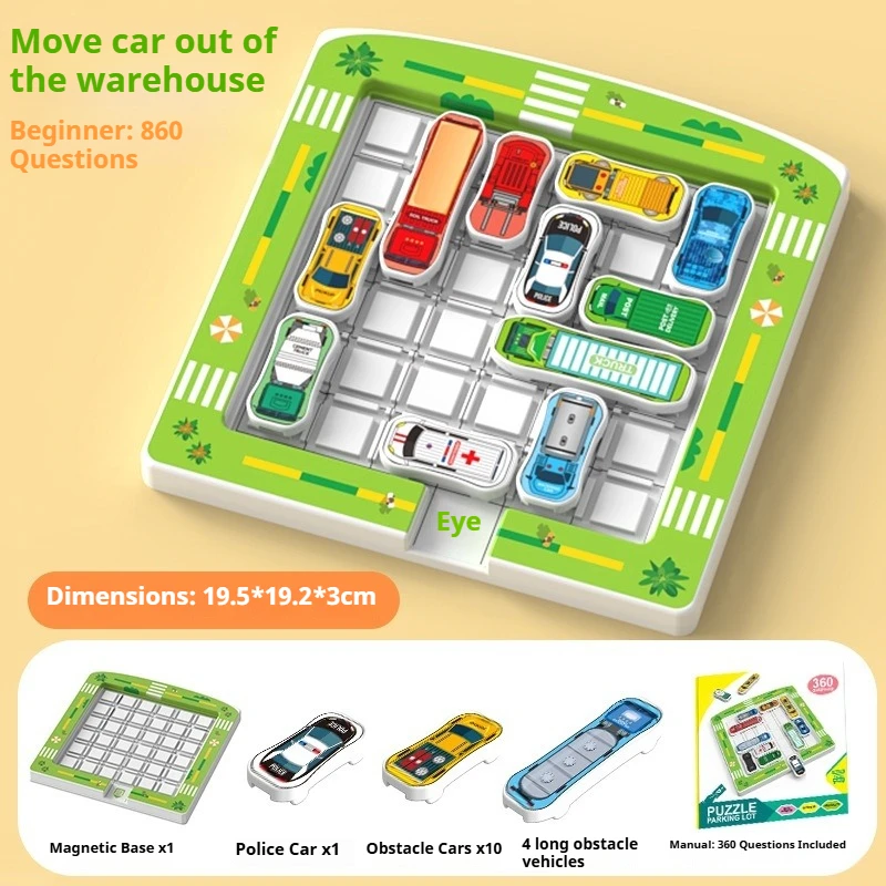 Edukacyjna gra logiczna dla dzieci, rozwijająca myślenie logiczne i koncentrację, parking z ruchomymi pojazdami i zabawki-labirynty.