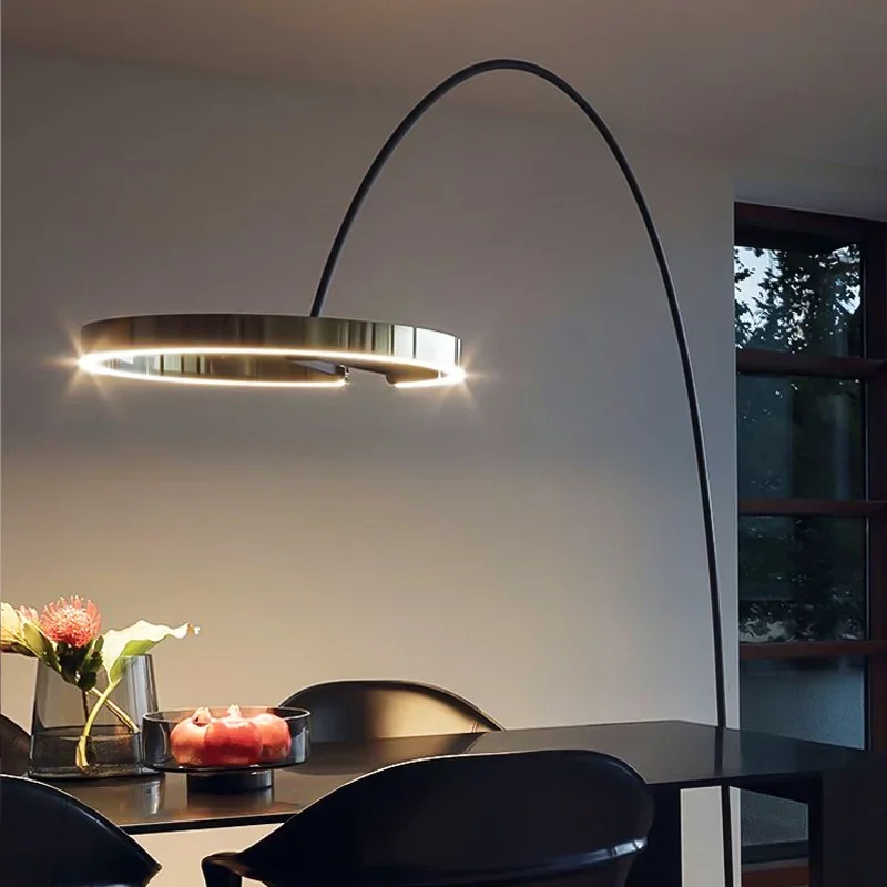 Ring Angeln LED Stehlampe Goldene Lange Stange Moderne Einfache LED Minimalistischen Licht Luxus Designer Vertikale Tisch Lampen Zimmer Dekor