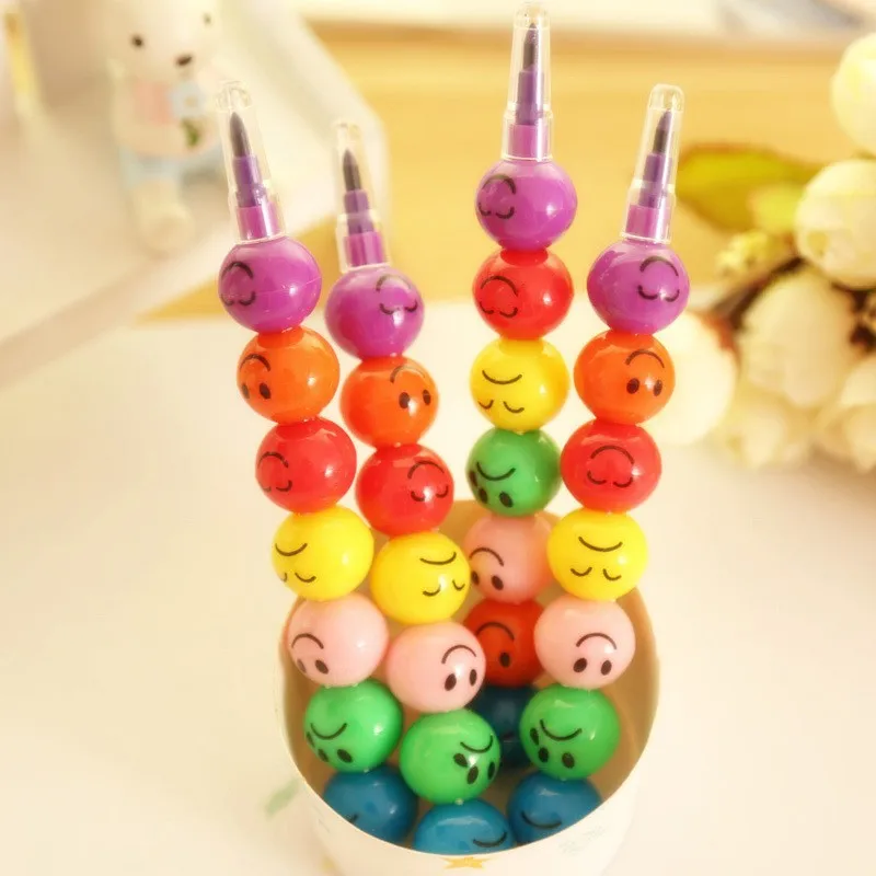 30 pcs Wholesale New Creative Stationery Sugar-Coated Berry Smile Face 7 Pencil Cartoon Crayons Wholesale Student Prizes