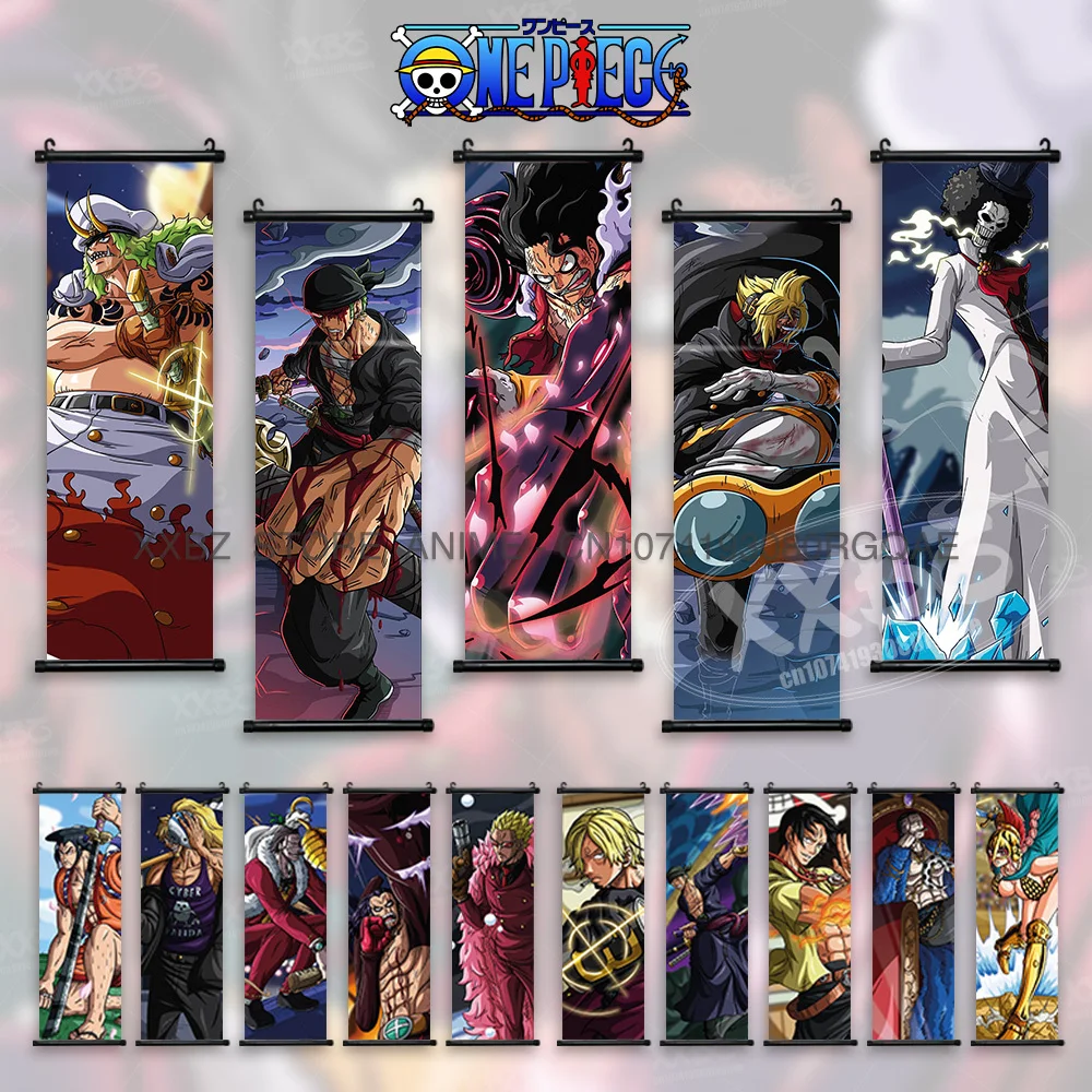 

ONE PIECE Scrolls Pictures Brook Posters Monkey D. Luffy Anime Home Decor Crocodile Wall Art Vinsmoke Sanji Decorative Paintings