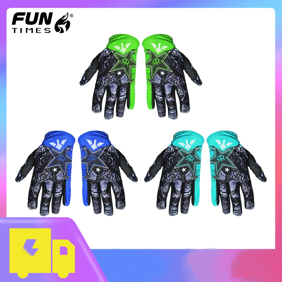 FUNTIMES زوج من قفازات ركوب الدراجات العالمية الرياضية الخارجية الجديدة، عصرية ومتعددة الاستخدامات للدراجات النارية والدراجات وغيرها