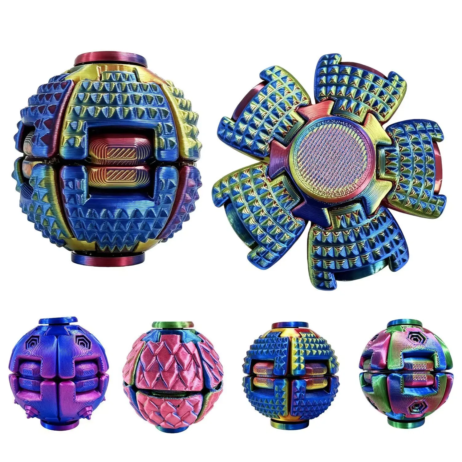 MQUDUO 3D Printed Soccer Spinner Ball, Press Spin Finger Gyro Toy with Textured Surface for Stress Relief