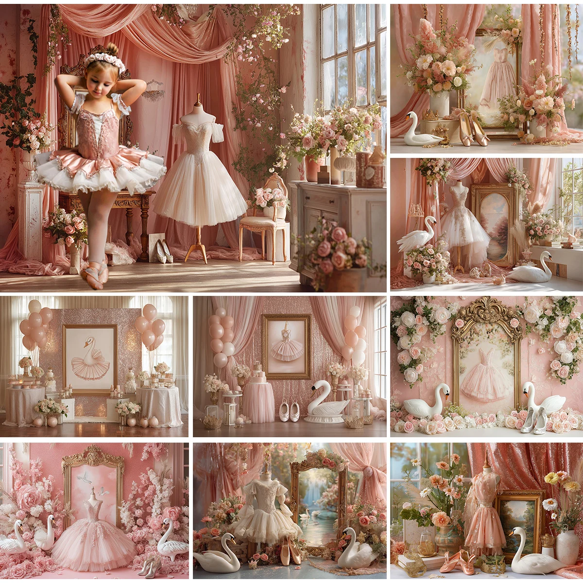 cisnes-ballet-tutu-vestido-cenarios-criancas-menina-bolo-de-aniversario-quebra-aderecos-fotografia-crianca-rosa-lantejoulas-cortina-fundos
