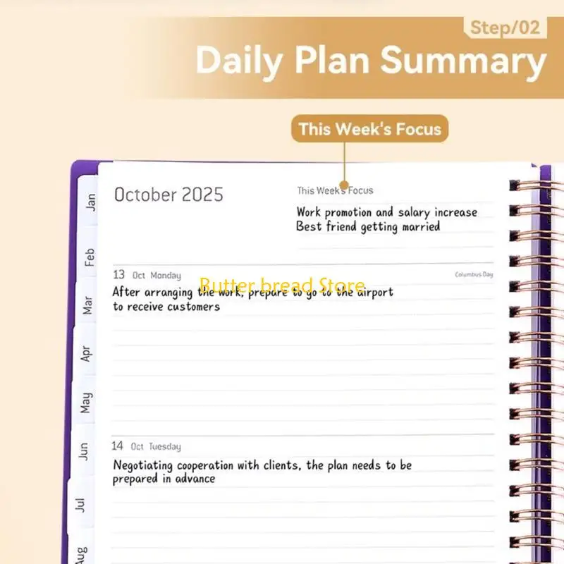 W89C 2025 Daily Weekly Monthly Planner Dated Page from January 2025-December 2025