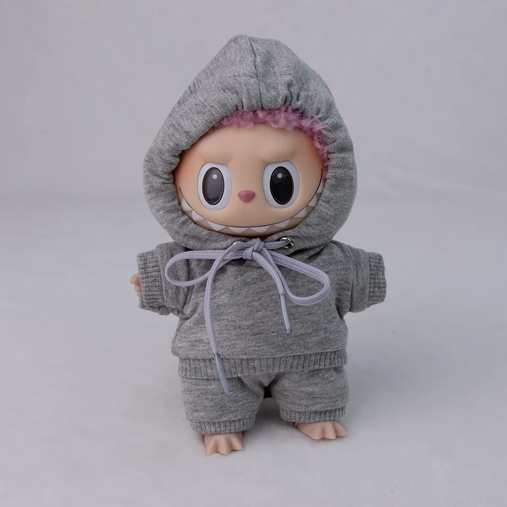 Vêtements de poupée Labubu de 17cm, vêtements à la mode, sweat à capuche, vêtements de poupée, couleur assortie, accessoires de poupées