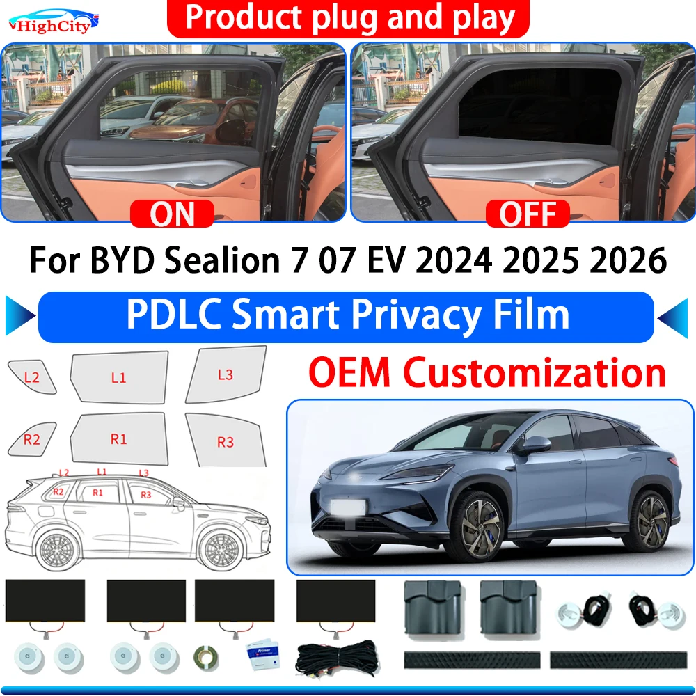 For BYD Sealion 7 07 EV 2024 2025 2026 OEM Electric Smart Privacy Film Polymer Dispersed Liquid Crystal Film Glass Window Tint