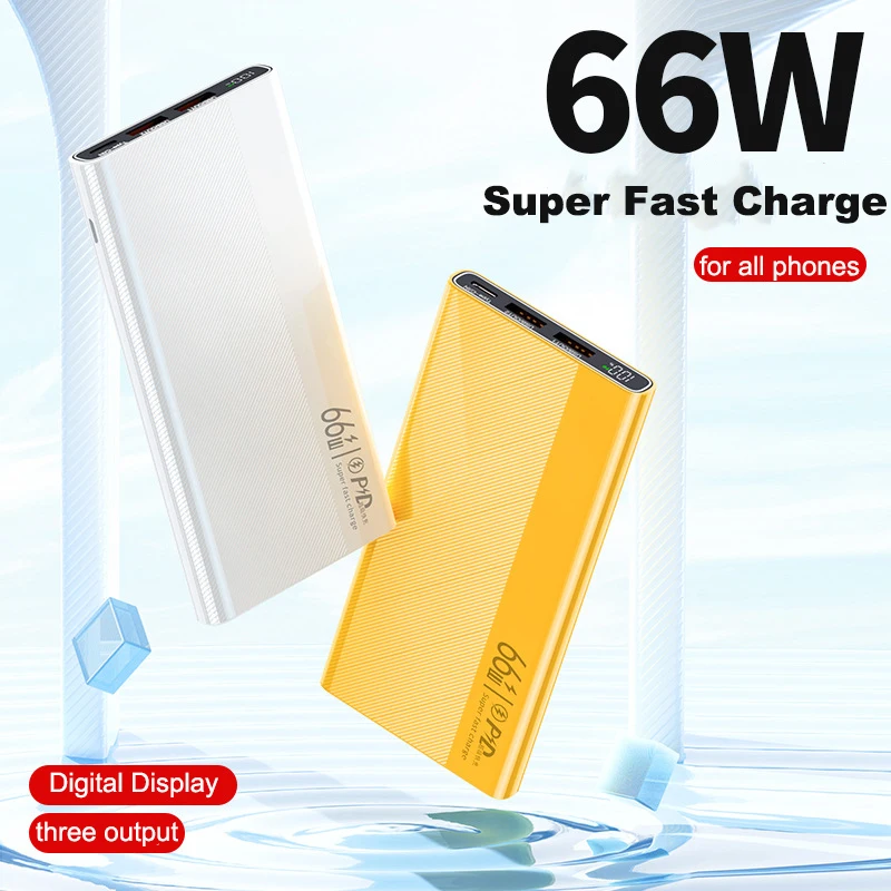 

Power Bank 20000mAh with 66W PD Super Fast Charging Powerbank Portable External Battery Charger For iPhone Samsung Huawei Xiaomi