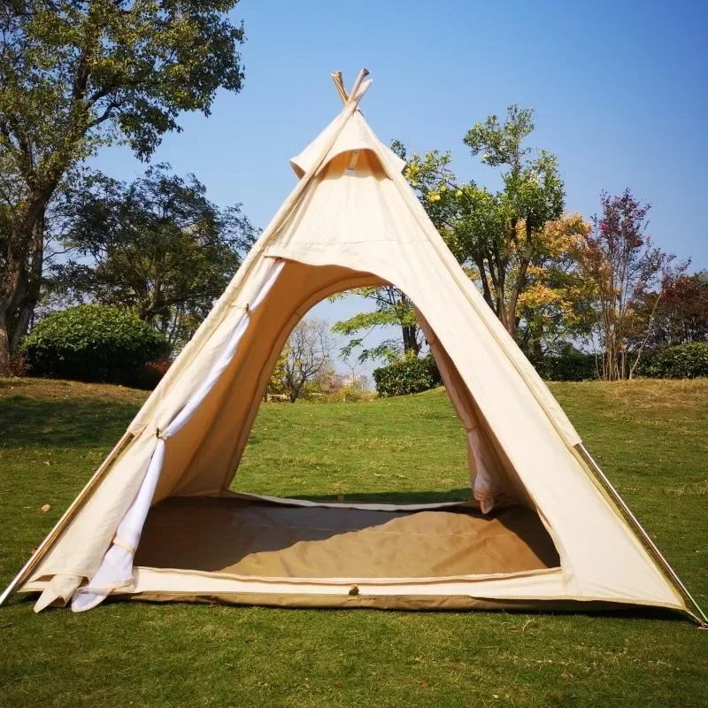 Outdoor Camping of  Canvas Camping Pyramid Tent Large Adult Teepee Pagoda Tent