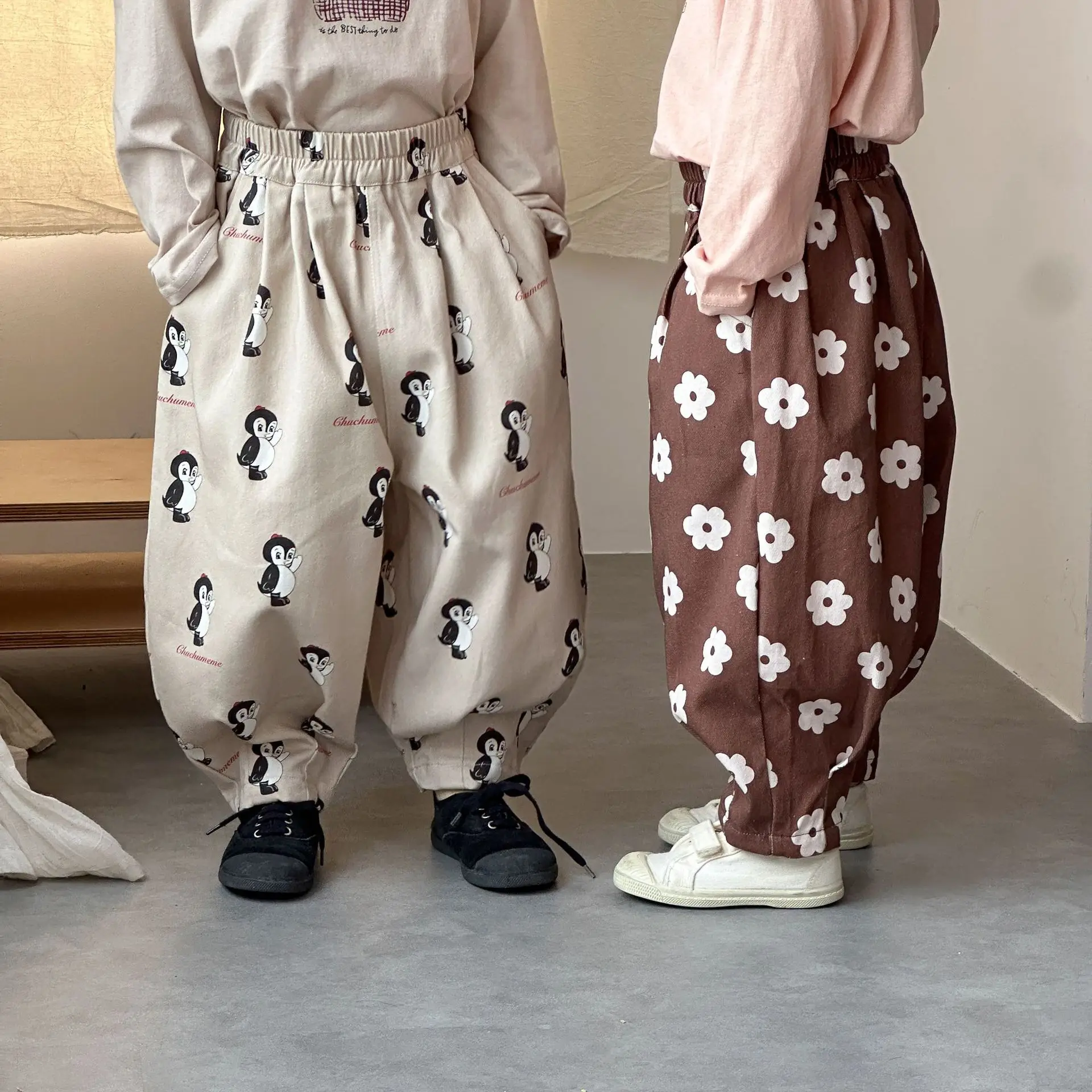 

Children's Lantern Pants 2025 Autumn Spring Boys Loose Casual Pants Cartoon Print 1-10Year Girl's Trousers