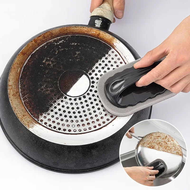 Equipped with a handle, diamond sand, sponge, and magic power to clean pots and bowls, remove dirt, wash black stains on the bot