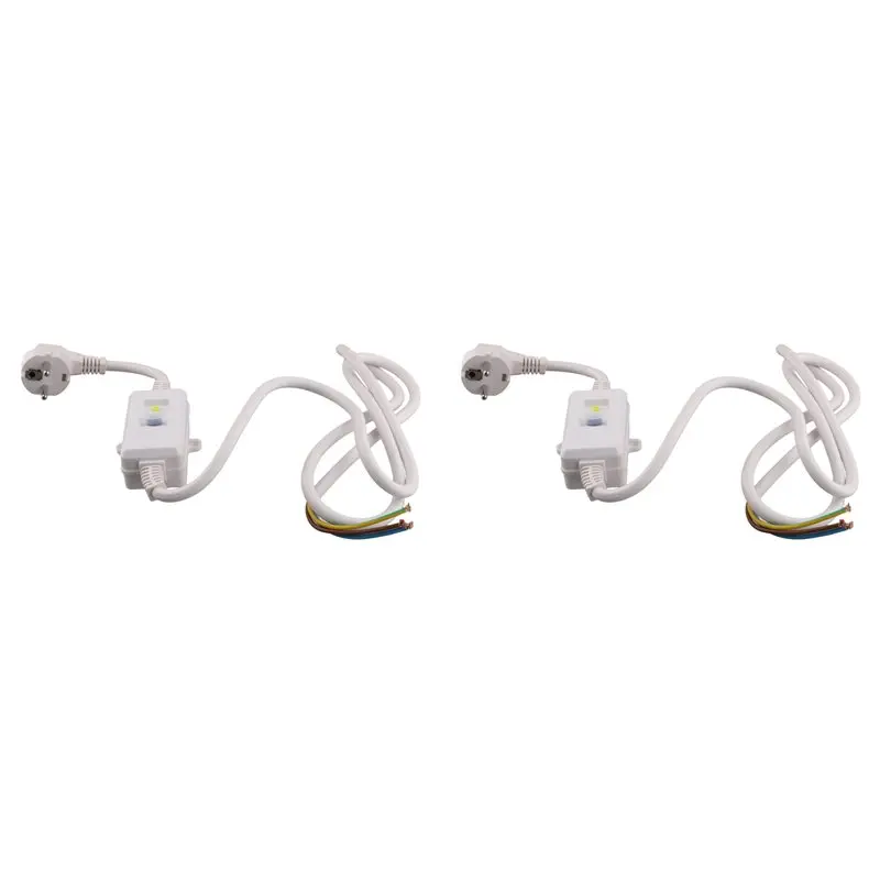 

【RECOMENDAR】2X FI Circuit Breaker Socket Residual Current Circuit Breaker Plug With Cable,Personal Protection Adapter EU Plug Wh