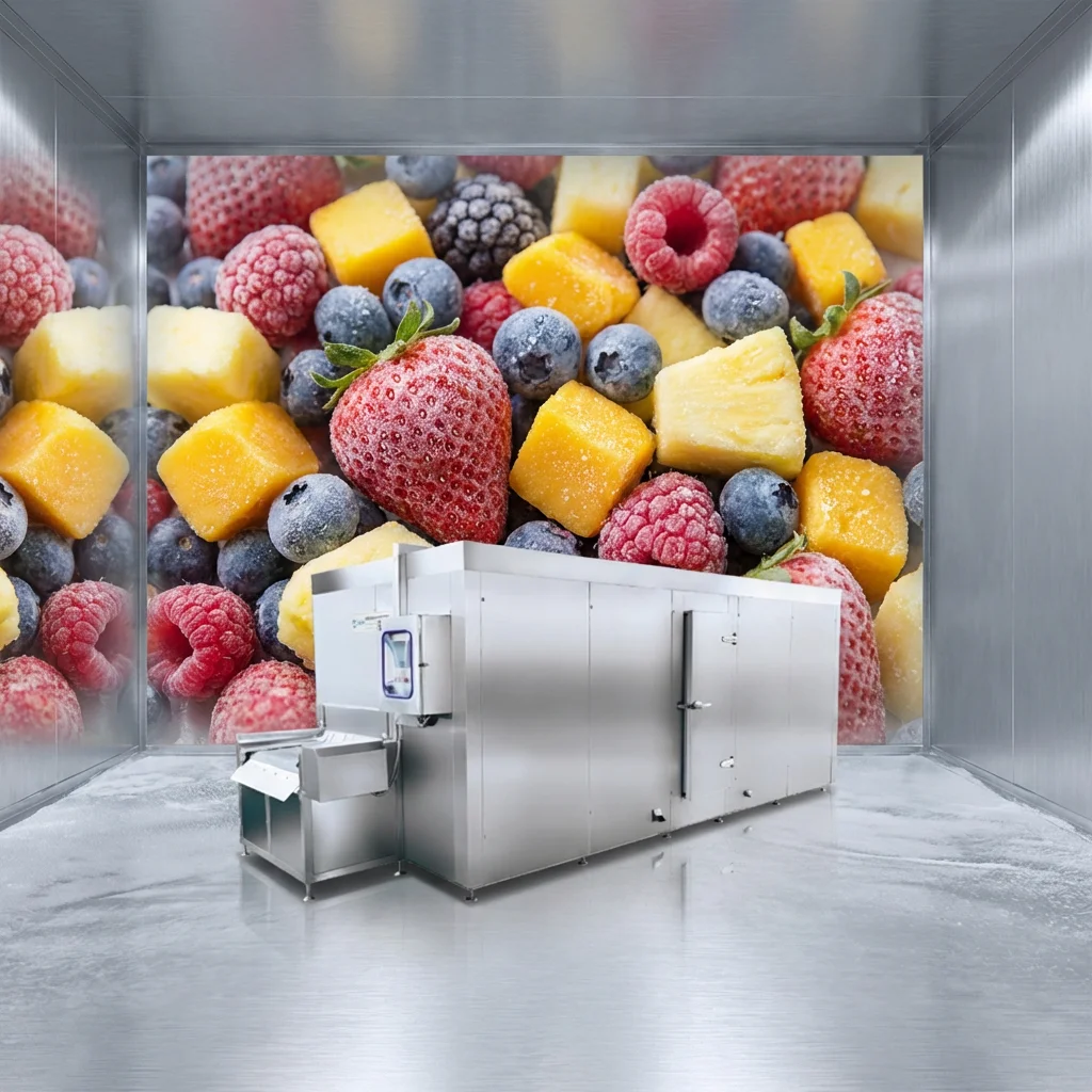 Frozen Food Processing Line Intelligent IQF Tunnel Freezer Blast Freezing Machine with Belt Conveyor System Industrial Use