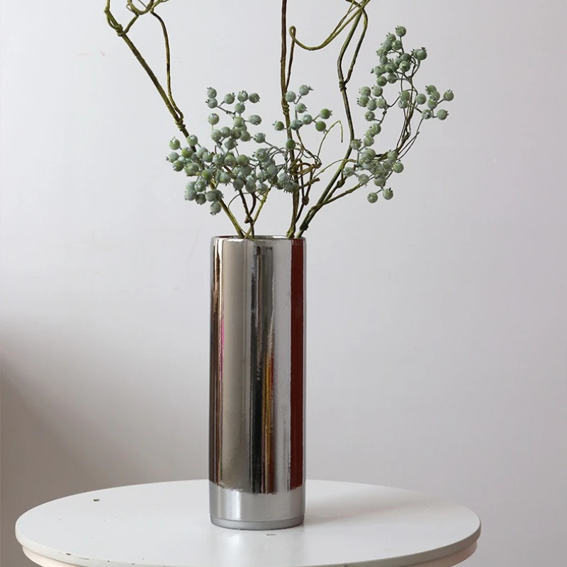 

Nordic Style Ceramic Straight Vase Creative Water Flower Cultivator Modern Simple Light Luxury High-end Decorative Ornament