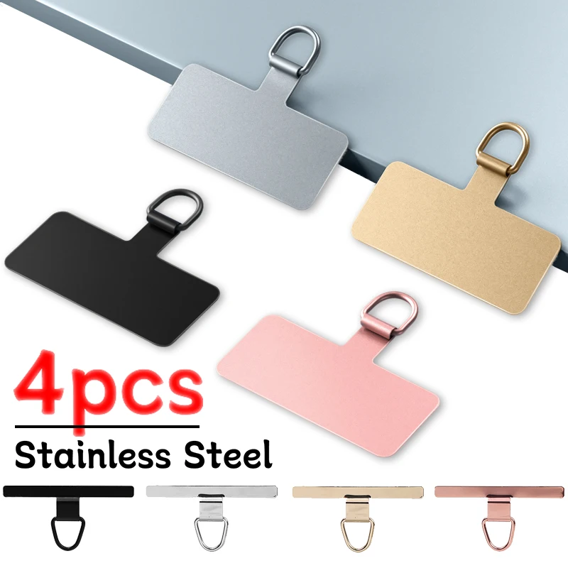 4/1Pcs Stainless Steel Hanging Clip Anti-Lost Universal Metal Phone Lanyard Strap Tether Tab Card Ultra Thin Cell Phone Patch
