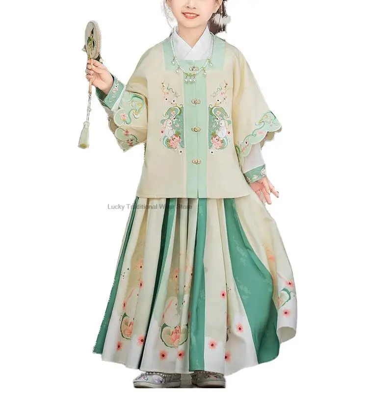 Traje de Hanfu chino tradicional, traje de escenario de baile folclórico de princesa antigua, conjunto de vestido de Cosplay Vintage Oriental para niña