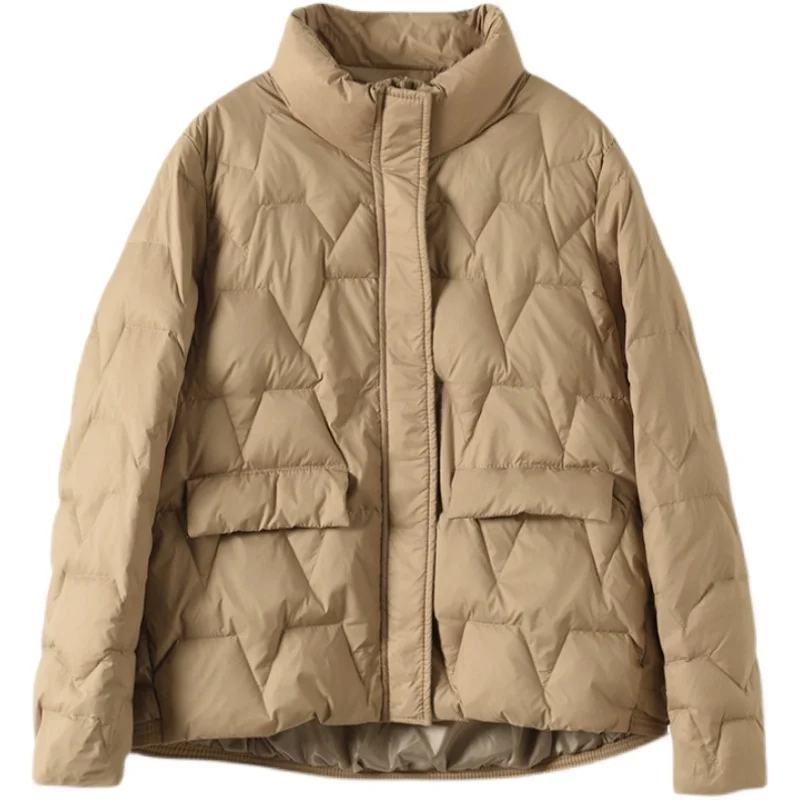 เสื้อแจ็คเก็ตผ้าฝ้ายบุนวมน้ำหนักเบาสำหรับผู้หญิง แฟชั่นพลัสไซส์ ทรงหลวม ใส่ได้หลากหลาย สไตล์เกาหลี เสื้อโค้ทกันหนาว