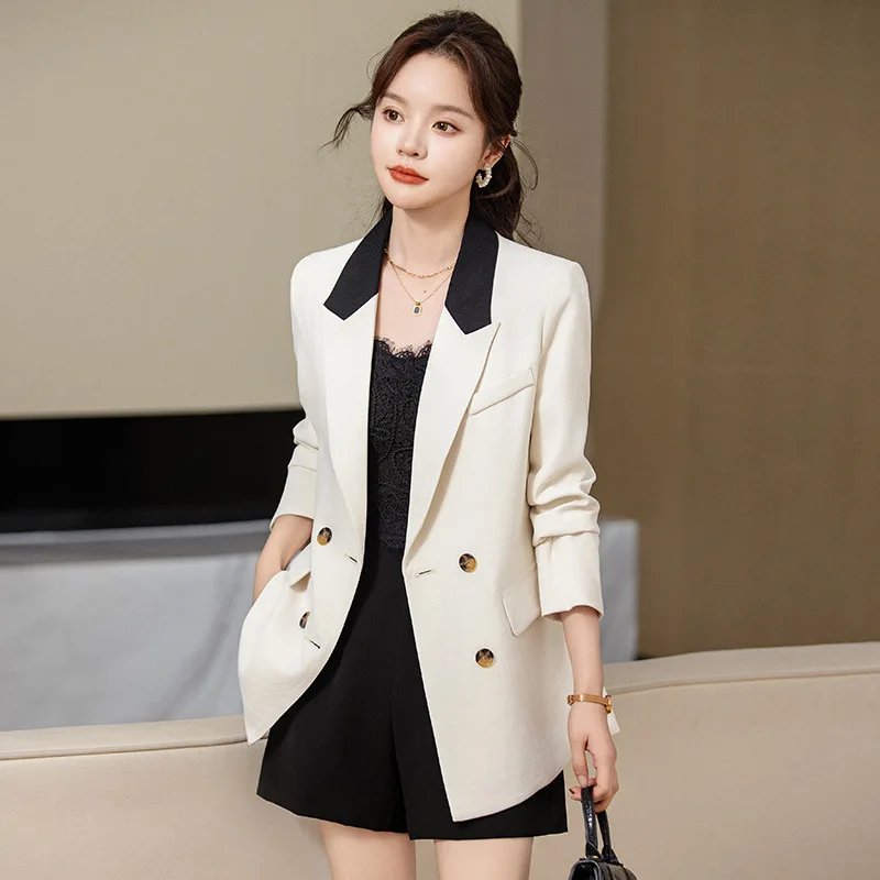 Fashion Women Blazer Apricot Khaki Female Long Sleeve Spring Autumn Clothes Ladies Loose Formal Jacket Coat Work Wear Outerwear
