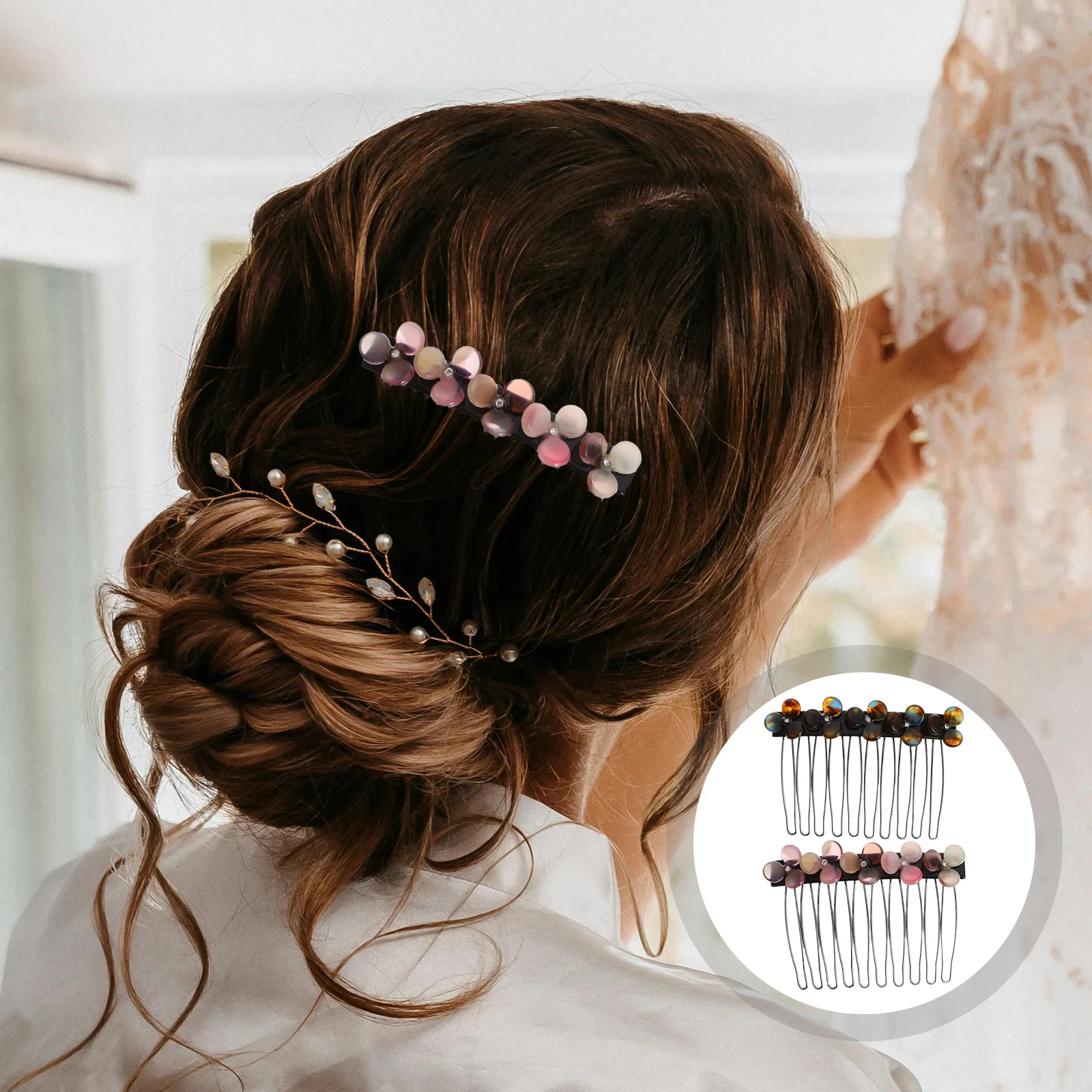 

2pcs Flower Hair Claw Clips Acetate Design Secure Grip Styling Tool For Bangs Stray Hairs Wedding Dating Portable Hair Curling
