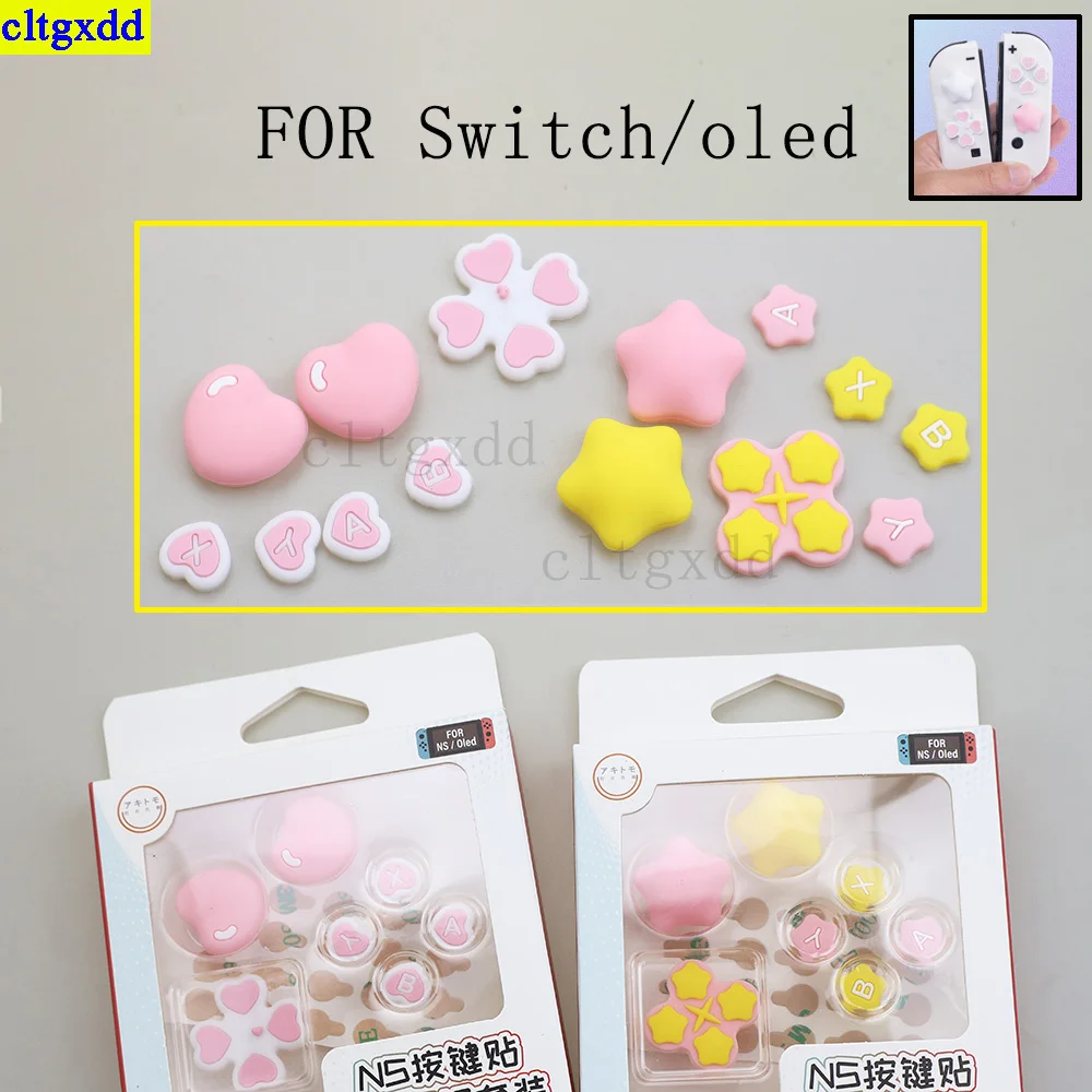 

Cltgxdd 1 set FOR Switch/Oled game console silicone button thumb grip joystick cap D-pad cross key arrow keys ABXY button sticke