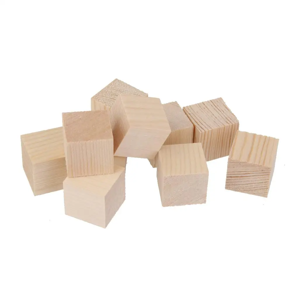 10 Stuks Houten Vierkante Blokjes Houtblok Versieringen Voor Diy Ambacht 25X25X25Mm