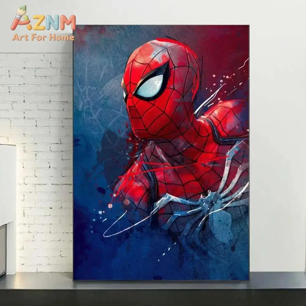Marvel Movie Watercolor Spiderman Superhero Canvas Posters Modern Home Wall Art Painting Print Picture Room Decor - view 2