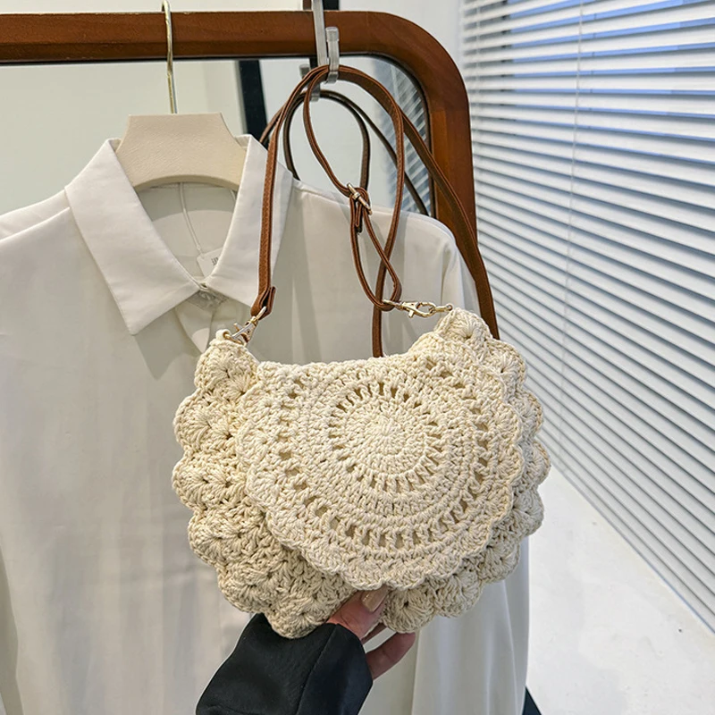 

Летняя модная тканая хлопковая сумка на плечо для женщин, пляжная дорожная сумка через плечо, женская сумка-мессенджер