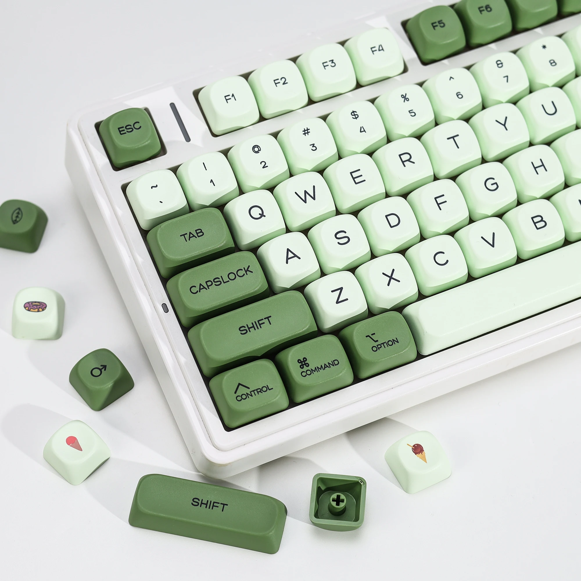 KBDiy 143 Keys Retro Matcha Theme Keycap Korean KOA Profile PBT ISO Green Keycaps For 60% Mechanical Keyboard MX Switches DIY