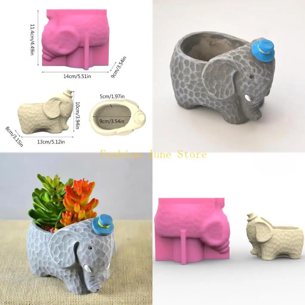

N5KA Elephant Gypsum Silicone Mold Diy Succulents Concrete Flower Pot Vase Plaster Cement Mold Clay Mold Holder Mold