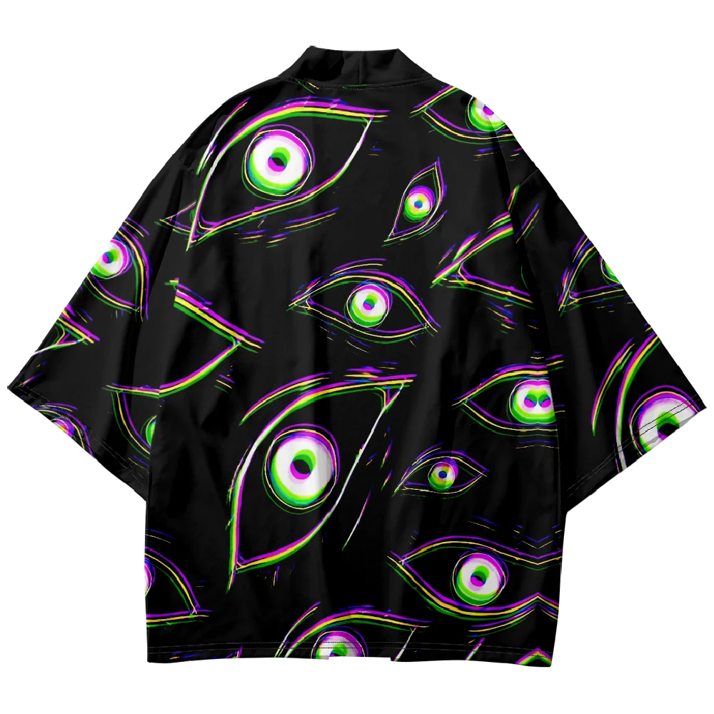 الاتجاه الجديد أزياء الرجال عارضة كيمونو شيطان العين الطباعة الرجال التقليدية كيمونو اليومية عارضة المرأة سترة قمم #1