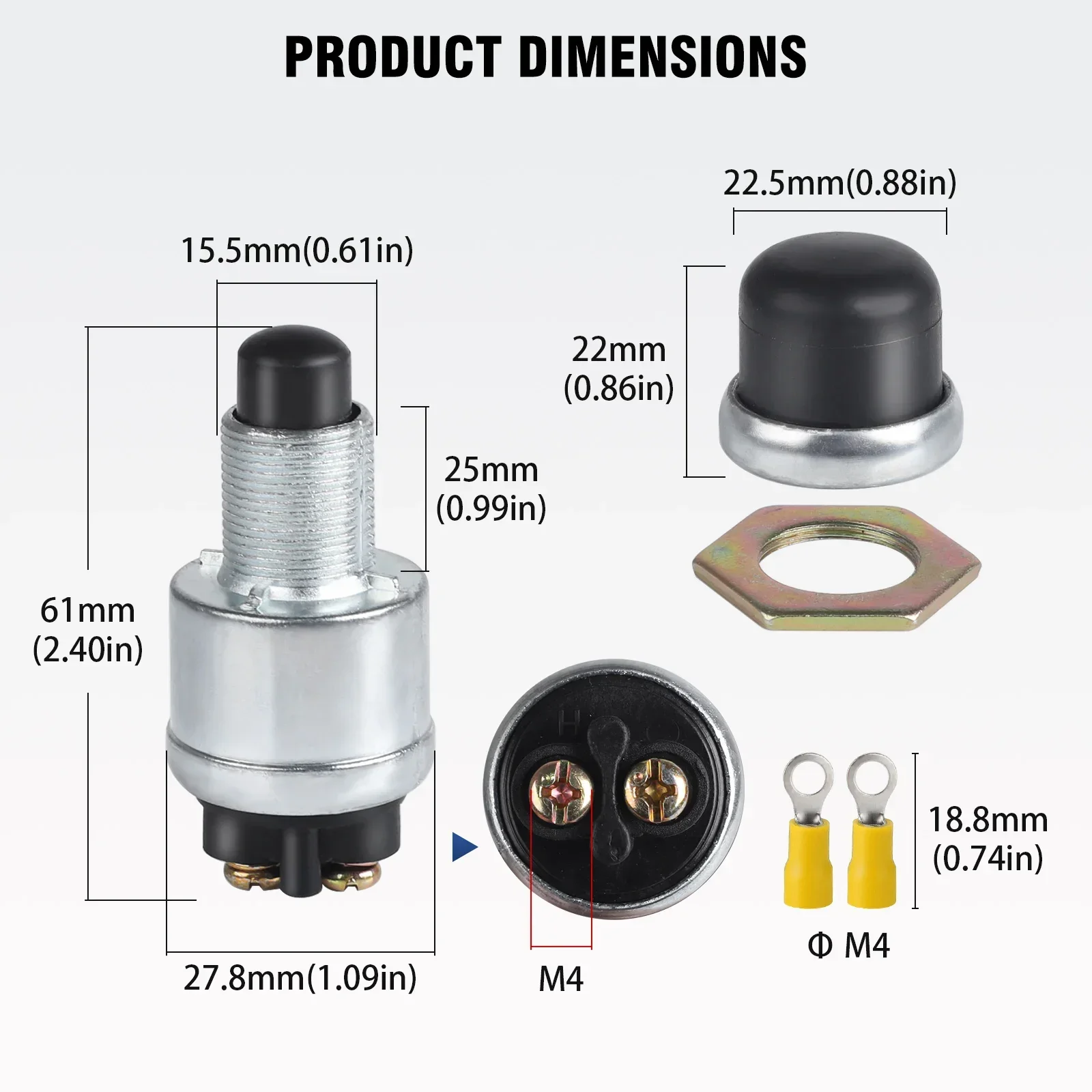 60A Ignition Engine Start Switch 12V-24V Waterproof Push Starter Switch for Car Truck Boat Yacht Horn Replacement Button Car