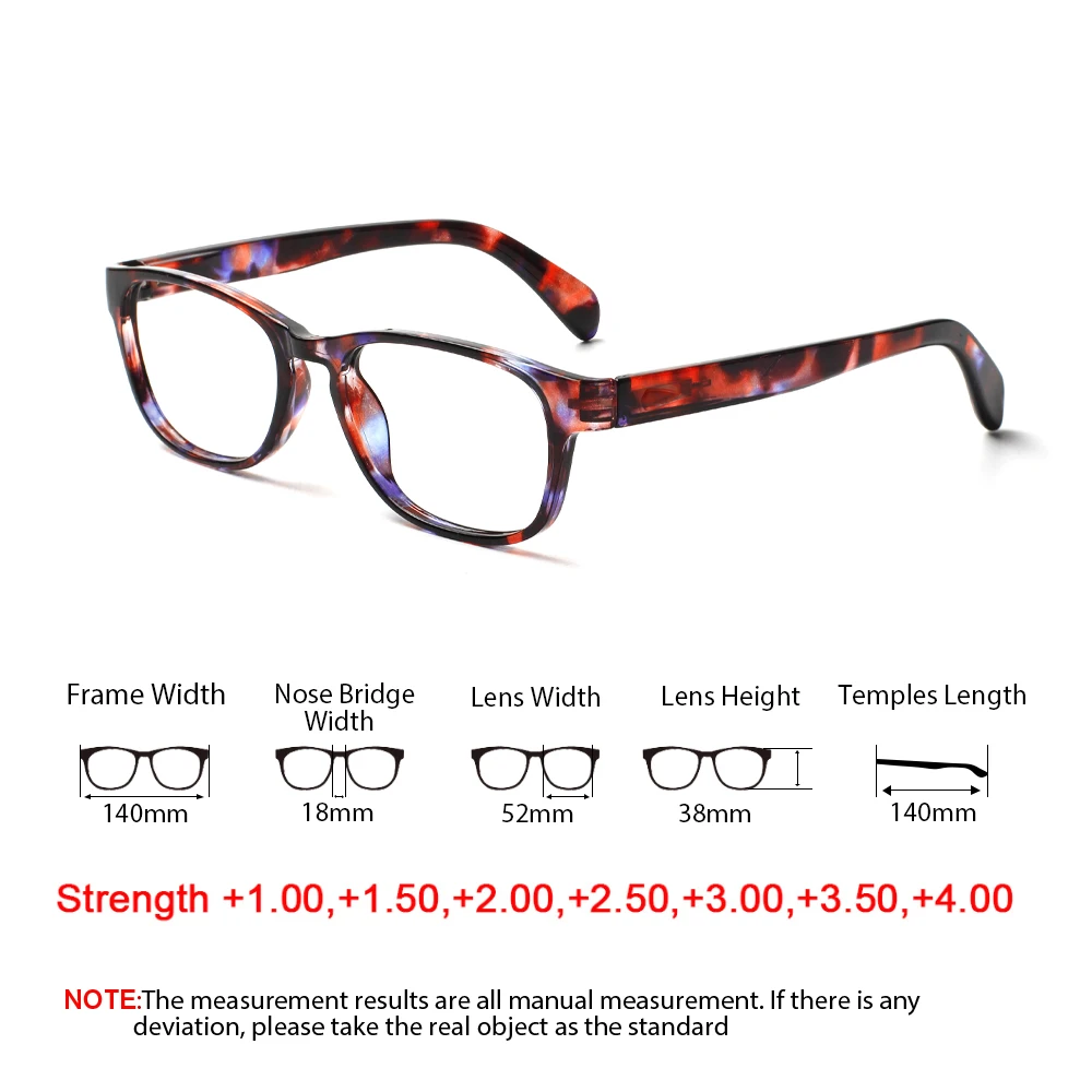 TUREZING 2 Pairs of Reading Glasses for Women Rectangular HD Lenses High Quality Frame Prescription Eyewear 0, +1, +2, +3, +4