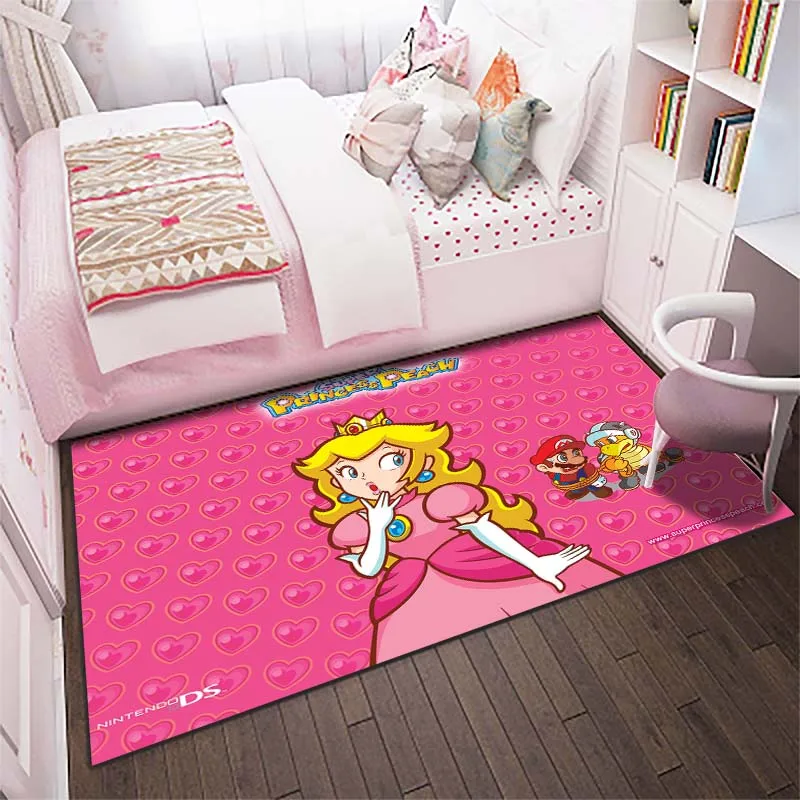 Super Mario Princess Peach Print Carpet Rug for Home Living Room Bedroom Sofa Doormat Decor Non-slip Floor Mat Girls Room Decor