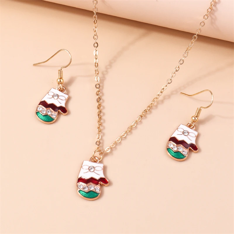 Mode Frohe Weihnachten Baum Schneemann Hirsch Baum Halskette Ohrringe Schmuck-Set für Frauen Mädchen Neujahr Festival Schmuck Geschenke – Detail 15