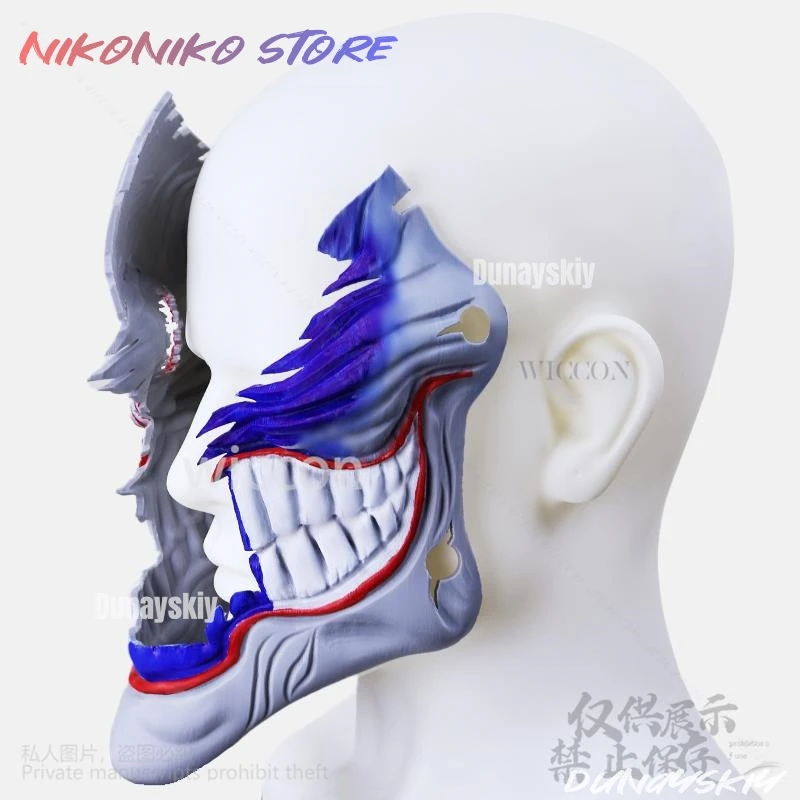أنيمي Dandadan Aira Shiratori تأثيري ثلاثية الأبعاد قناع نصف أقنعة الوجه خوذة الإرهاب الرعب هالوين الدعامة كوس