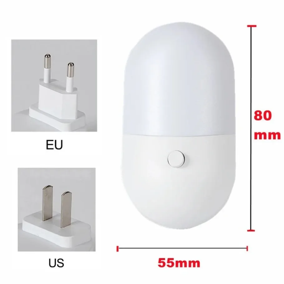 LED Night Light Sensor Lighting Mini EU/US Plug Night light Lamp For Children Room Bedroom Lights Christmas Plug Night Lamp