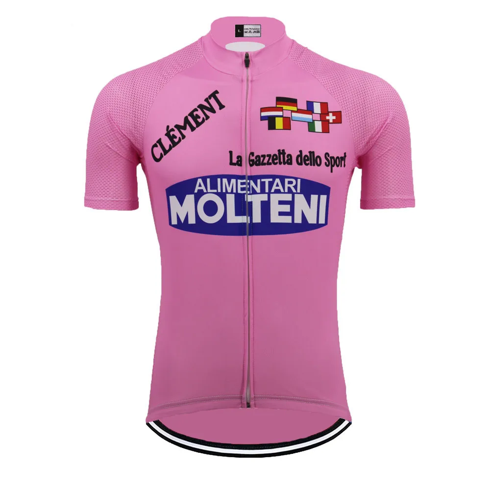 Retro Cycling Jersey Men Pink Bike Clothing Summer Breathable Quick Drying Outdoor sports Jersey